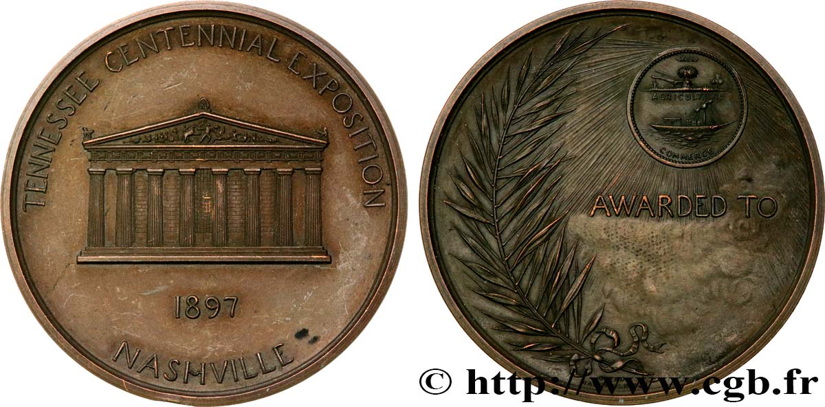 ÉTATS-UNIS D AMÉRIQUE Médaille de récompense, Centenaire de l’Exposition de Tennesse AU