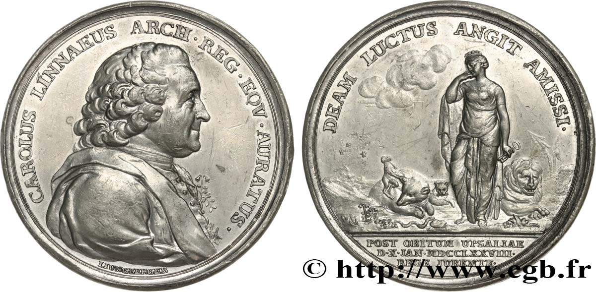 SUÈDE - ROYAUME DE SUÈDE - GUSTAVE III Médaille linéenne, mort de Carol von Linné TTB