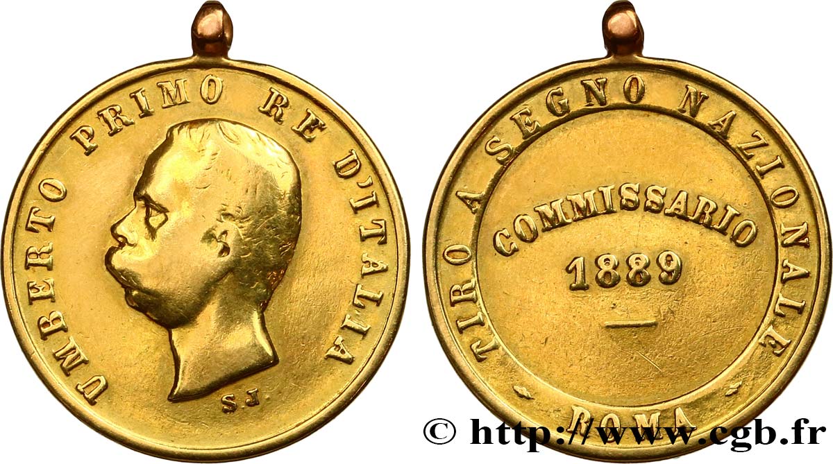 ITALIE - ROYAUME D ITALIE - HUMBERT Ier Médaille de tir, Commissaire q.BB