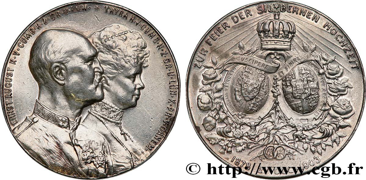 ALLEMAGNE - HANOVRE Médaille, Noces d’argent de Thyra de Danemark et de Ernest August II de Hanovre TTB