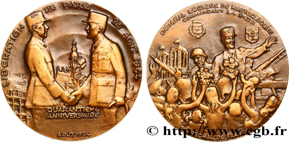 CINQUIÈME RÉPUBLIQUE Médaille, Quarantième anniversaire de la libération de Paris TTB+