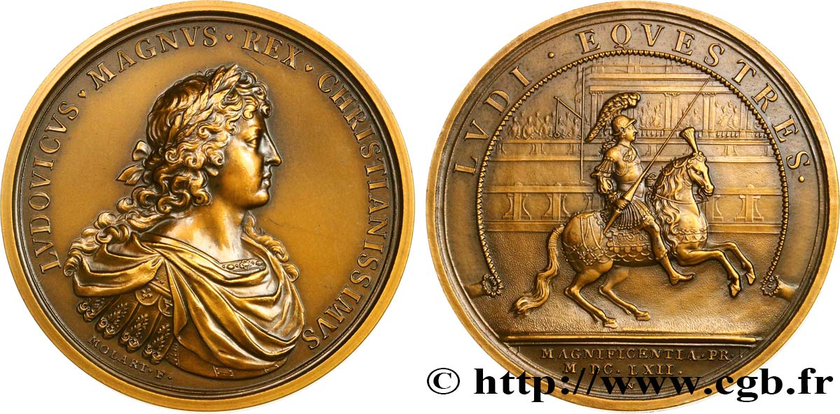 LOUIS XIV  THE SUN KING  Médaille, Magnificence du prince, refrappe AU