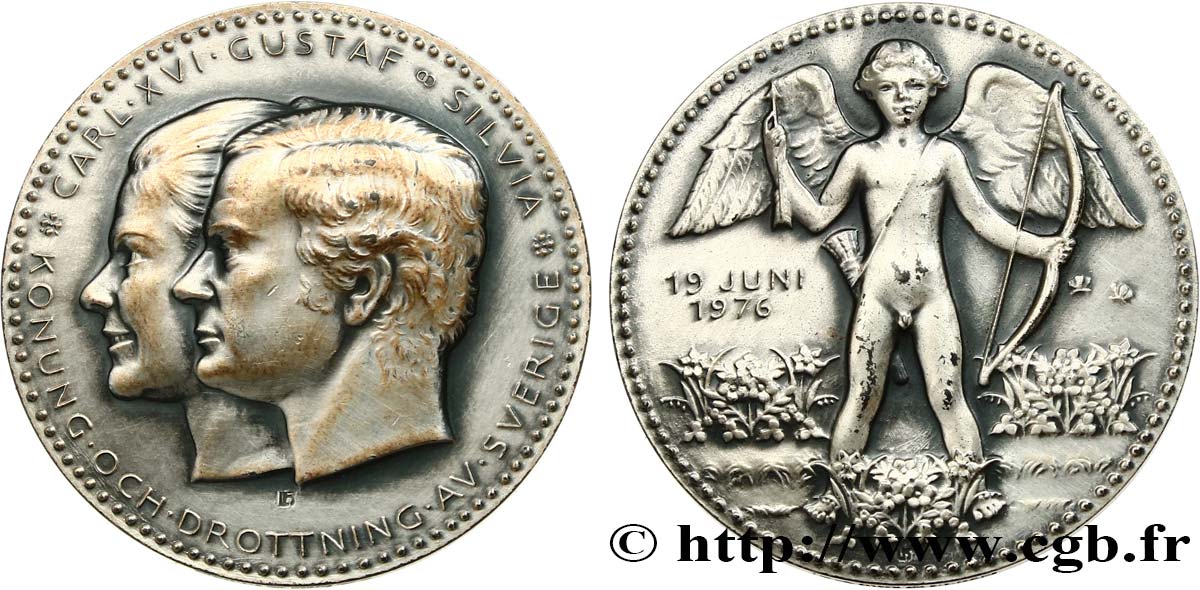 SCHWEDEN Médaille, Mariage de Charles XVI Gustave de Suède et Silvia Sommerlath SS