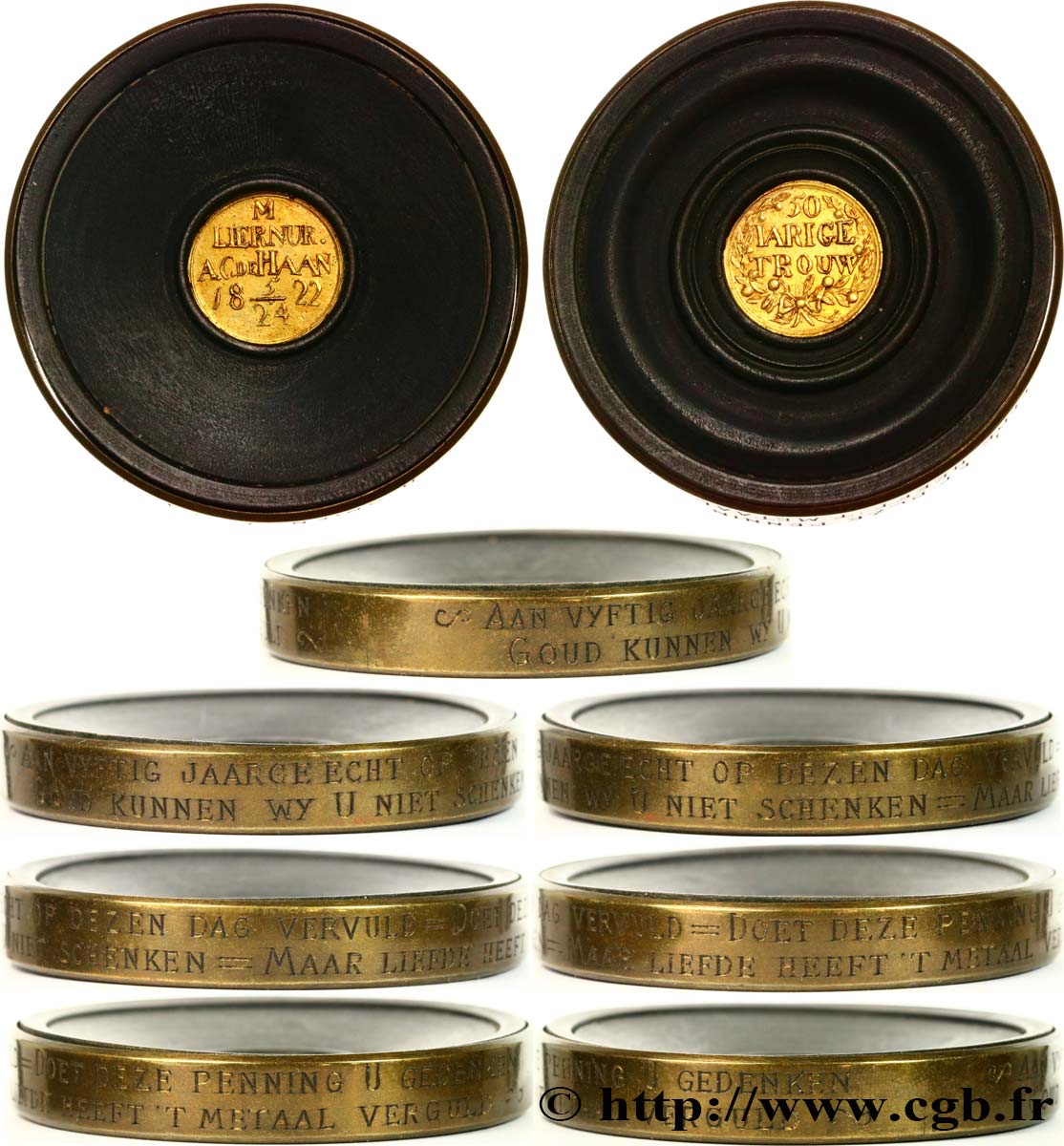 NETHERLANDS Médaille, Noces d’or de M. Liernur et A. C. de Haan XF