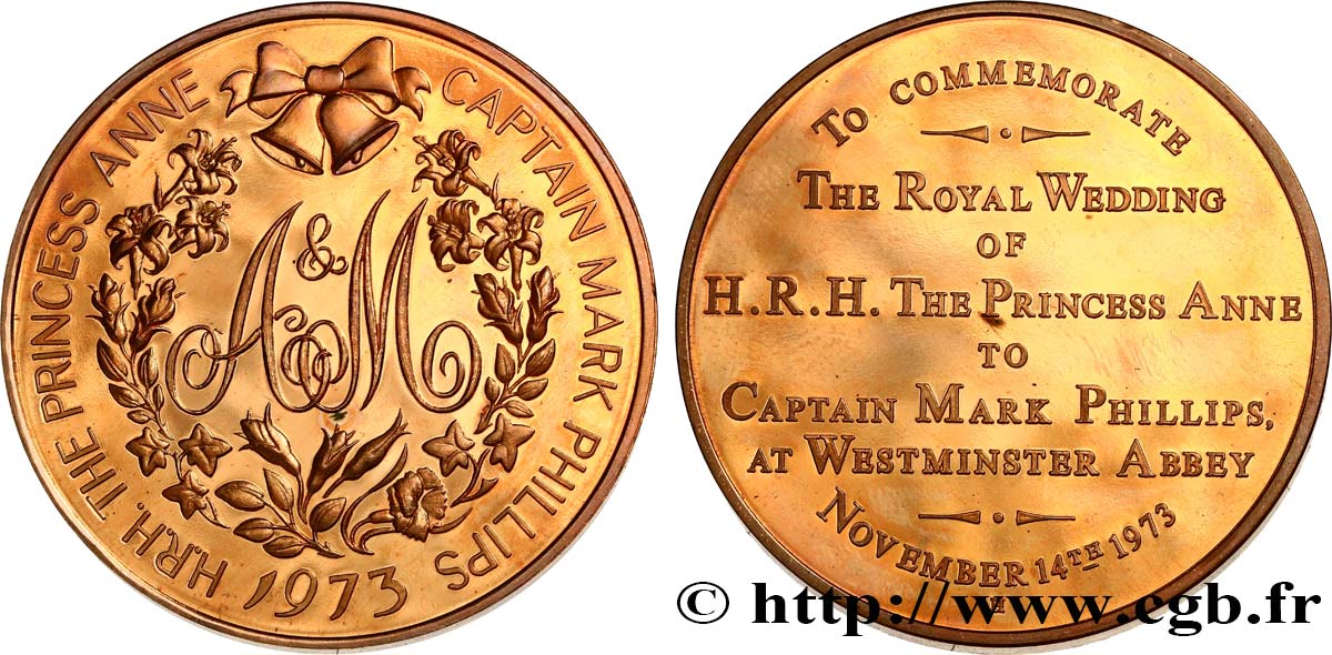 VEREINIGTEN KÖNIGREICH Médaille, Mariage de la Princesse Anne avec Mark Phillips VZ
