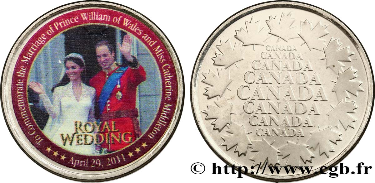 KANADA Médaille, Mariage du Prince William avec Catherine Elisabeth Middleton VZ