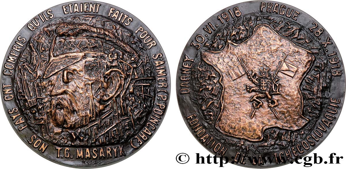 TCHÉCOSLOVAQUIE Médaille, Tomáš Garrigue Masaryk  TTB+