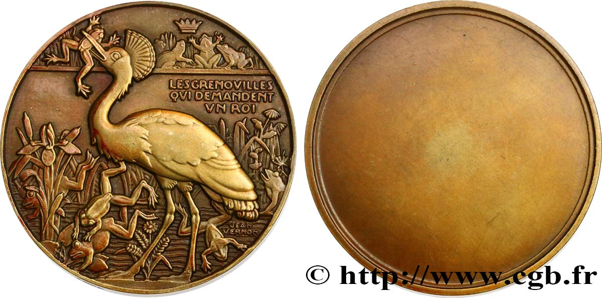 FRANCE Médaille, Les Grenouilles qui demandent un roi AU