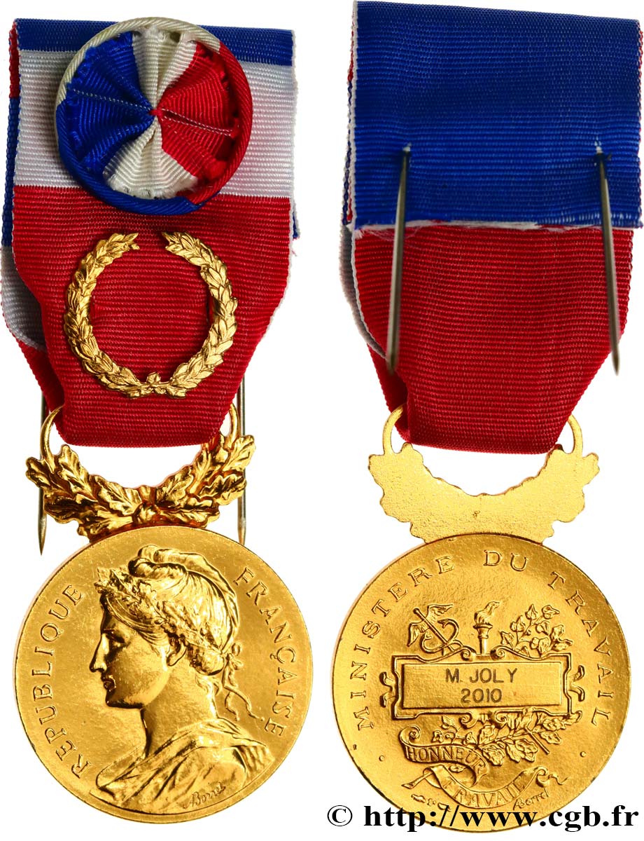 CINQUIÈME RÉPUBLIQUE Médaille d’honneur du Travail, Grand Or, second modèle TTB+