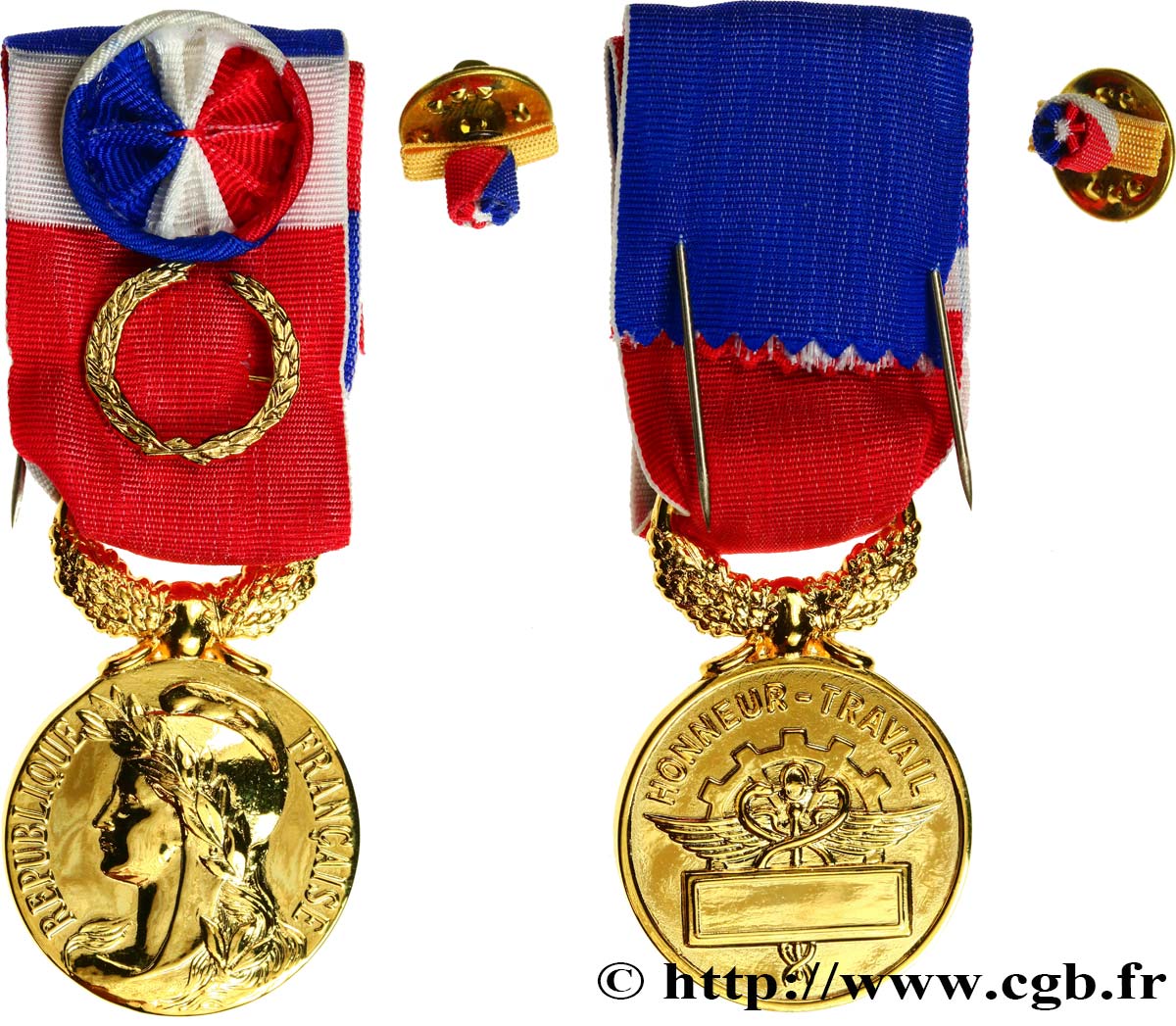CINQUIÈME RÉPUBLIQUE Médaille Grand or, Honneur et Travail TTB+