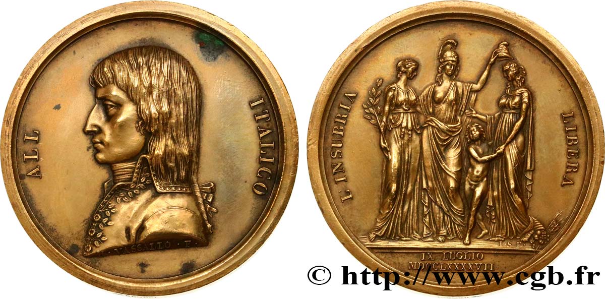 ITALIA - REPUBBLICA CISALPINA Médaille, Fondation de la République Cisalpine, 9 juillet 1797, refrappe q.SPL