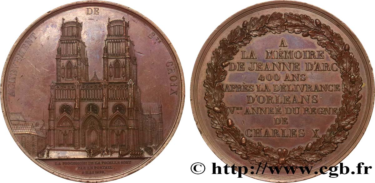 CHARLES X Médaille, 400e anniversaire de la libération d Orléans par Jeanne d Arc AU