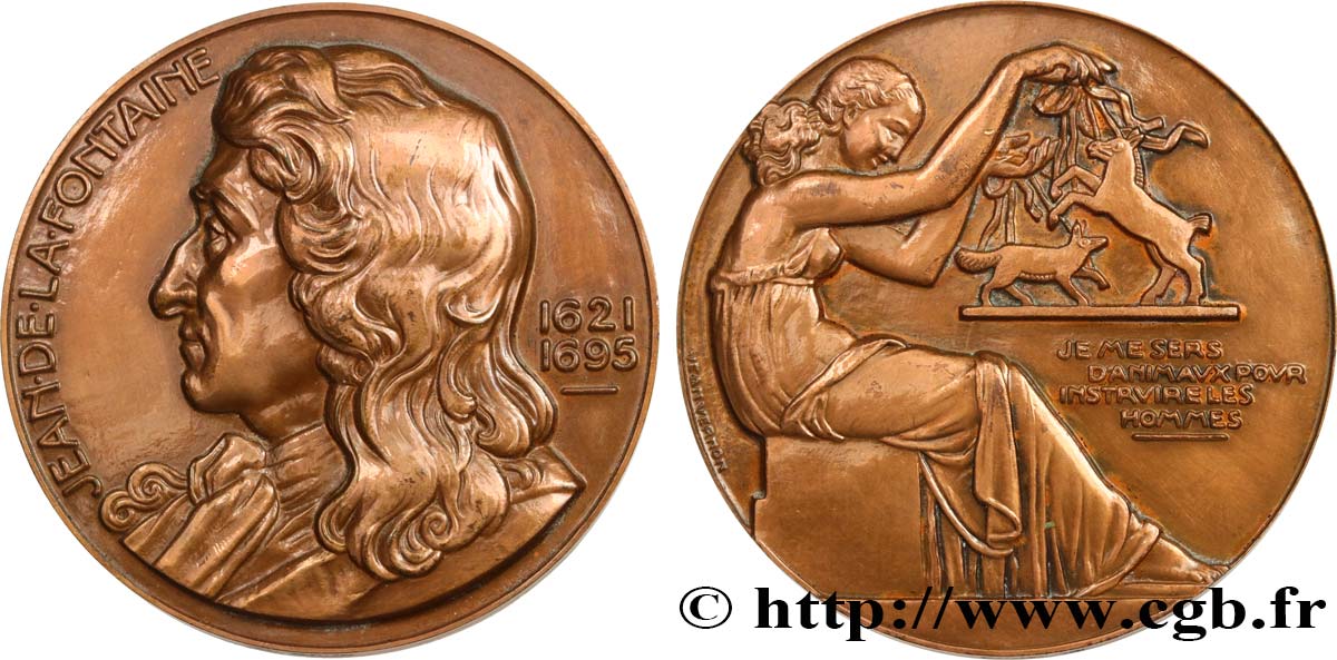 LITERATURE : WRITERS - POETS Médaille, Jean de la Fontaine AU