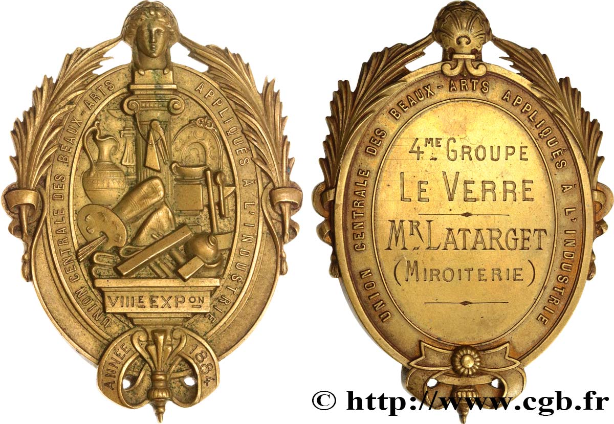 TERZA REPUBBLICA FRANCESE Plaque de récompense, Union centrale des Beaux-Arts appliqués à l’industrie BB