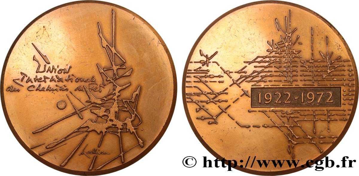 TRANSPORTATION AND RAILWAYS Médaille, 50 ans de l’union Internationale des chemins de fer XF