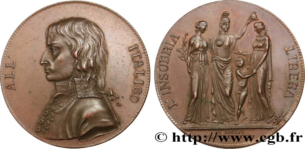 ITALIE - RÉPUBLIQUE CISALPINE Médaille, Fondation de la République Cisalpine, 9 juillet 1797 TTB+
