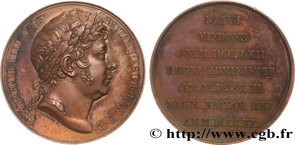 GRAN BRETAGNA - GIORGIO IV Médaille, Georges IV SPL/q.SPL