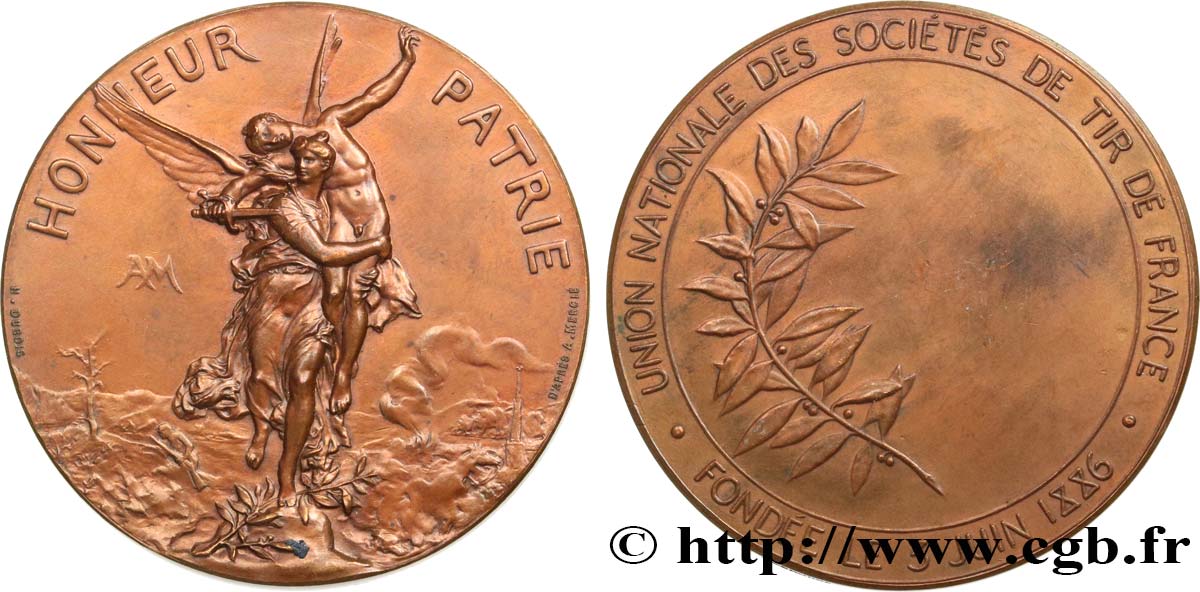 TIR ET ARQUEBUSE Médaille, Honneur-Patrie, Union des sociétés de Tir de France q.SPL