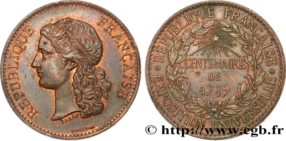 TROISIÈME RÉPUBLIQUE Médaille, Centenaire de 1789 TTB