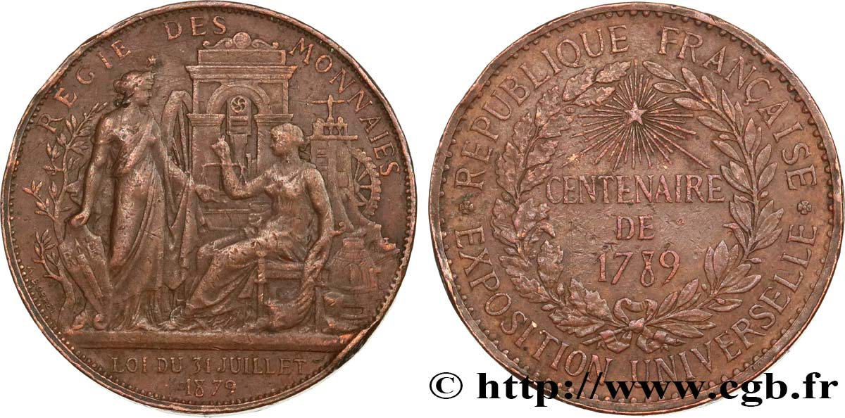 TERZA REPUBBLICA FRANCESE Médaille de la Régie des Monnaies MB