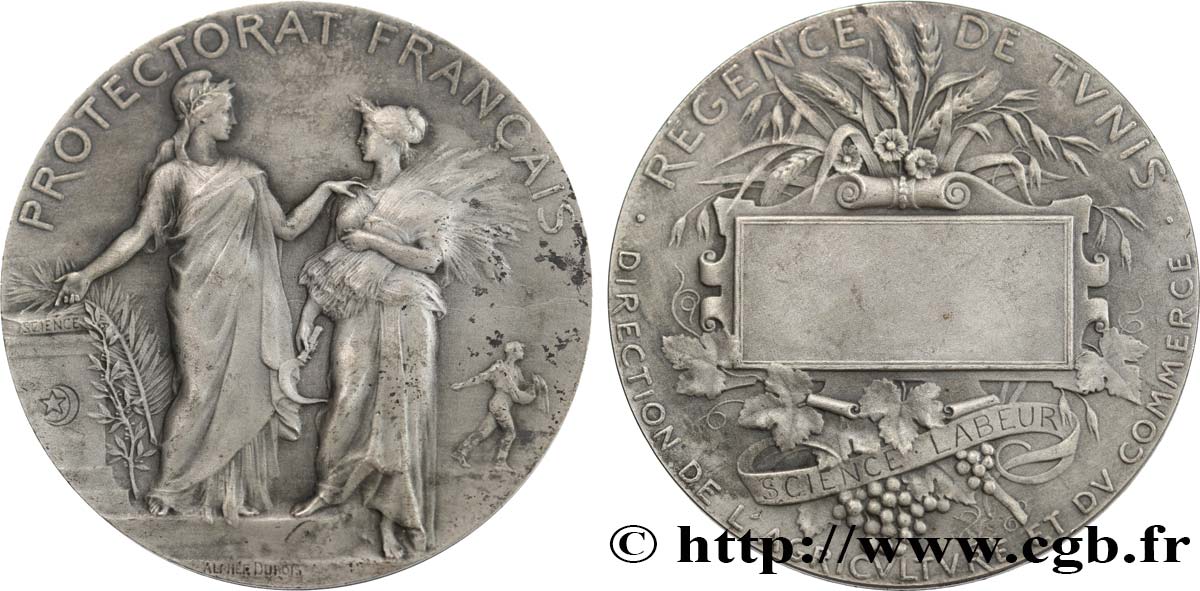 TUNISIA - French protectorate Médaille, Direction de l’Agriculture et du Commerce, Régence de Tunis XF