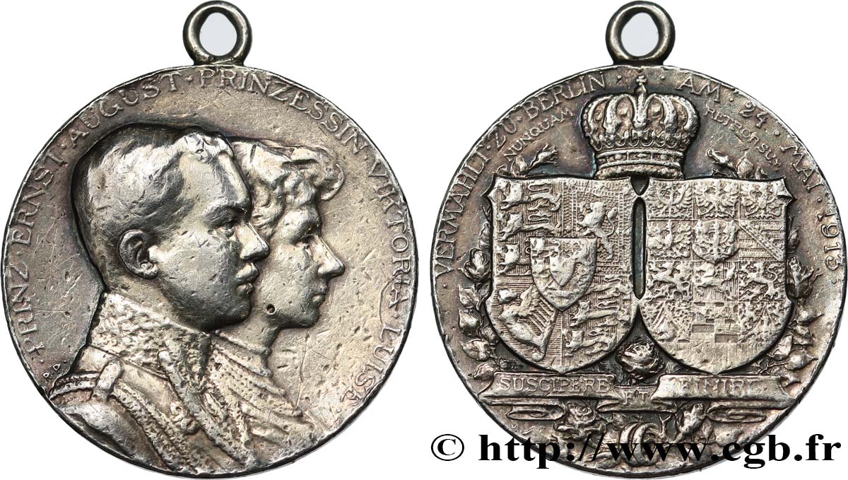 GERMANY - BRUNSWICK-LUNENBURG-CALENBERG Médaille, Mariage de la Princesse Victoria Louis de Prusse avec le Duc Ernst Auguste de Brunswick-Lünebourg VF
