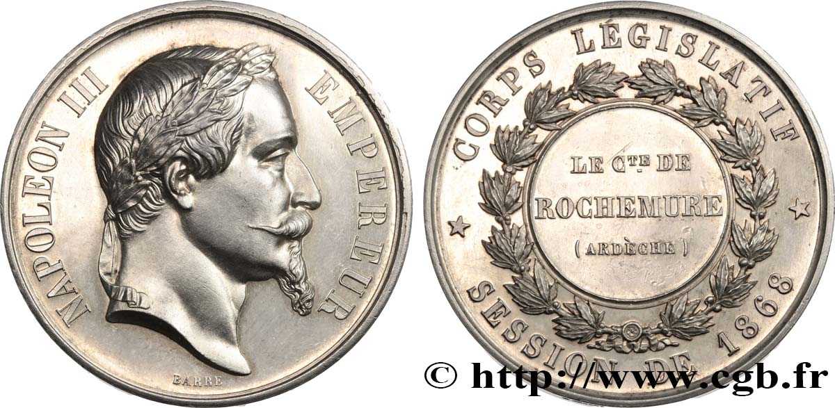 SECOND EMPIRE Médaille, corps législatif, Charles de Fages de Latour MS