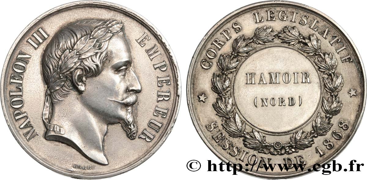 SECOND EMPIRE Médaille, corps législatif, René Louis Hamoir XF