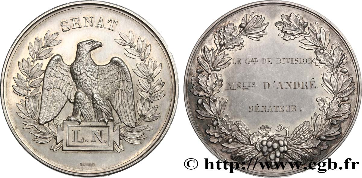 SECOND EMPIRE Médaille, Sénat, Marquis d’André AU/AU