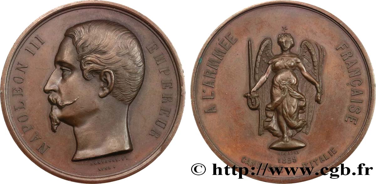 SECOND EMPIRE Médaille, Campagne d’Italie, à l’armée française AU/AU