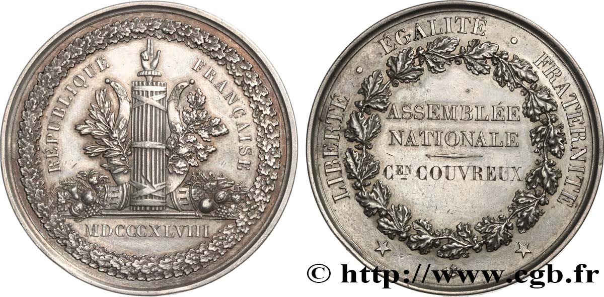 DEUXIÈME RÉPUBLIQUE Médaille parlementaire, Citoyen Auguste Couvreux-Daguin SS