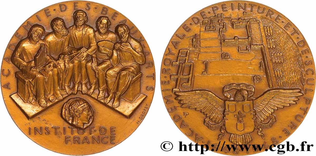 QUATRIÈME RÉPUBLIQUE Médaille, Académie des Beaux-Arts, Institut de France SUP