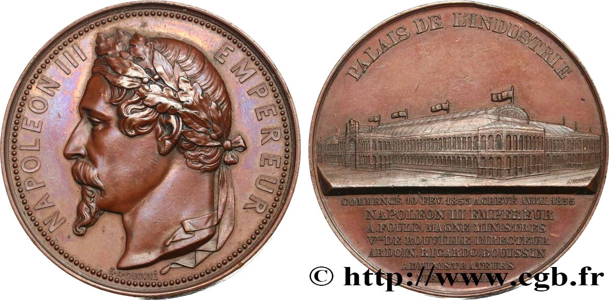 SECONDO IMPERO FRANCESE Médaille, Napoléon III, Palais de l’Industrie SPL