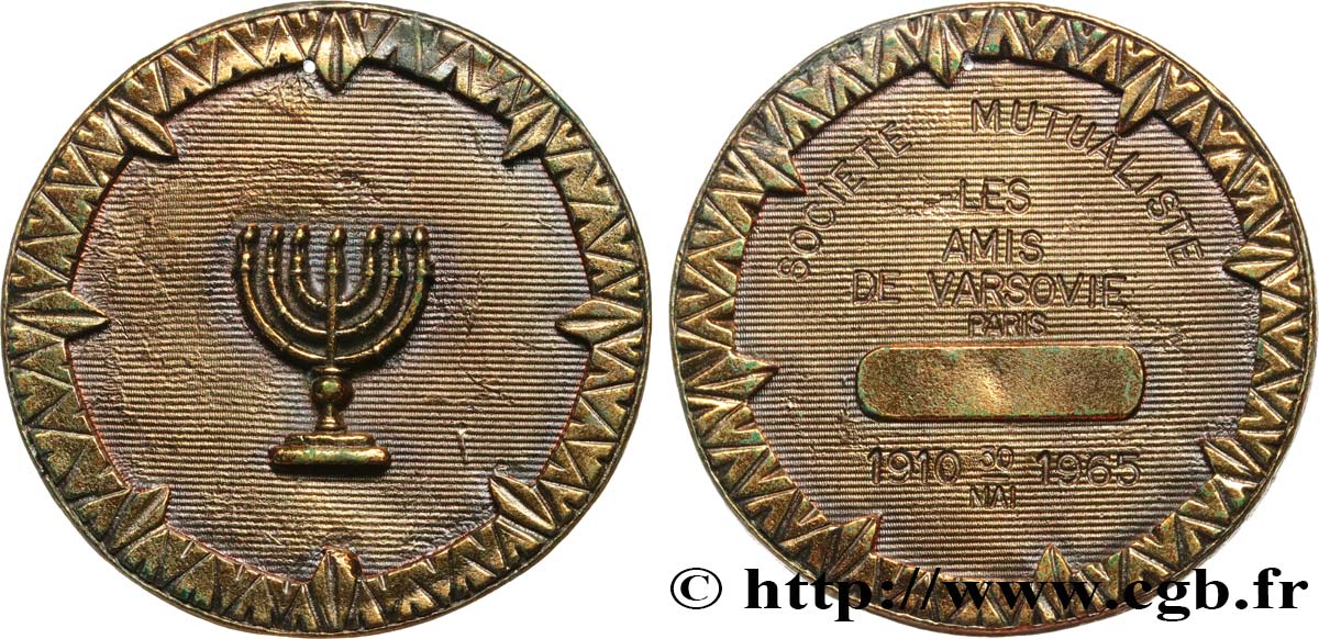 V REPUBLIC Médaille, Société mutualiste, les Amis de Varsovie XF