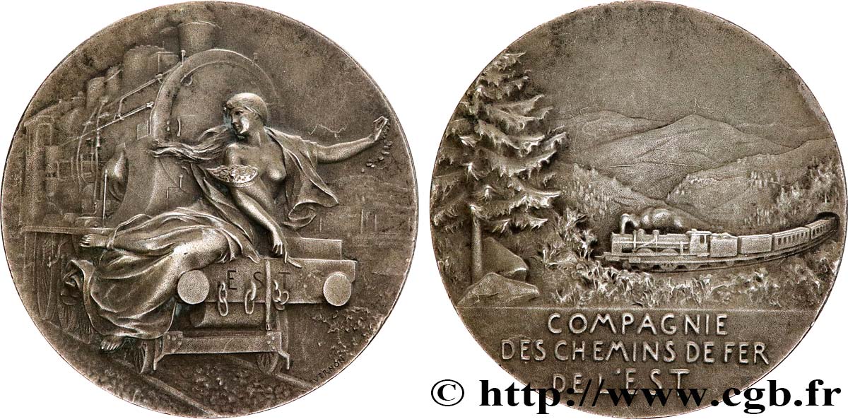 TRANSPORTATION (TRAINS, BUSES, TRAMS, BOATS, ETC.) Médaille, Compagnie des chemins de fer de l’Est AU