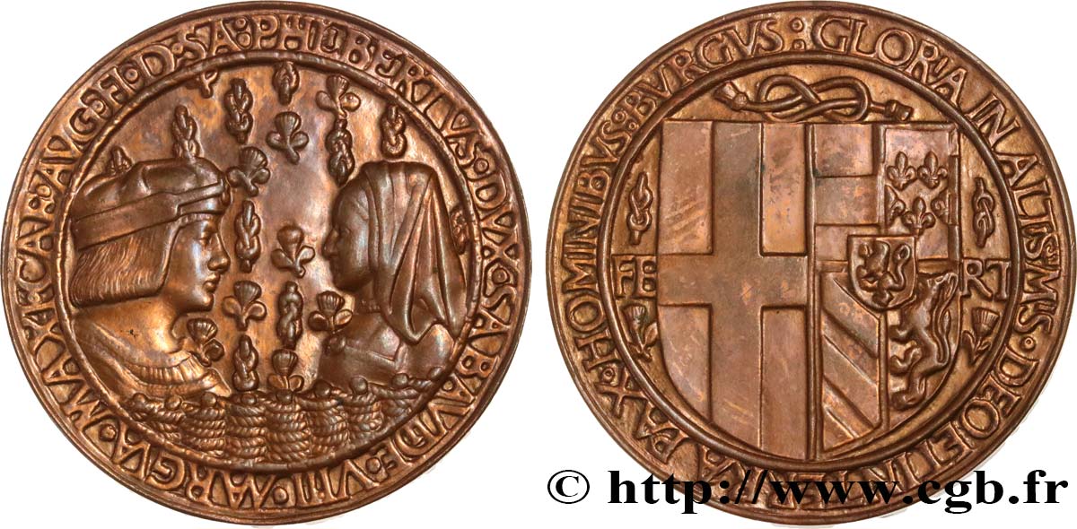 SAVOY - DUCHY OF SAVOY - PHILIBERT II Médaille, Mariage de Philibert II dit le Beau et Marguerite d’Autriche, refrappe AU