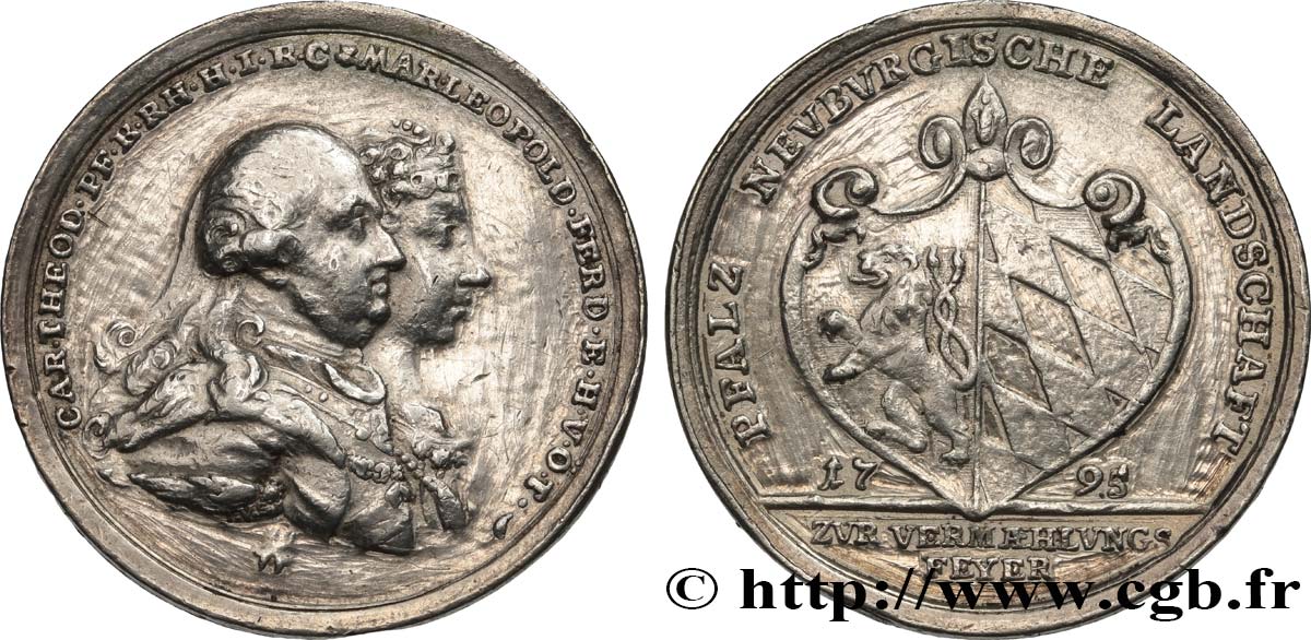GERMANIA - BAVIERIA Médaille, Mariage de Charles Théodore de Bavière et Marie Léopoldine de Modène q.BB