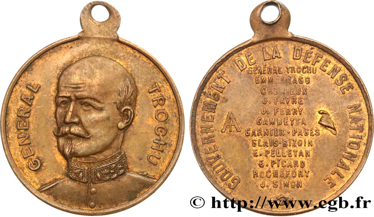 GUERRE DE 1870-1871 Médaille, Gouvernement de la défense nationale XF