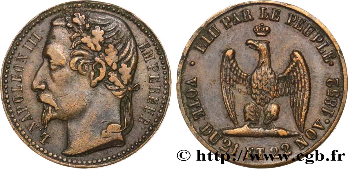 SECOND REPUBLIC Médaille, Élection de Louis-Napoléon Bonaparte XF