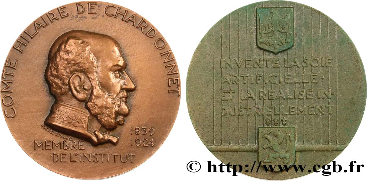SCIENCES & SCIENTIFIQUES Médaille, Comte Hilaire de Chardonnet TTB+