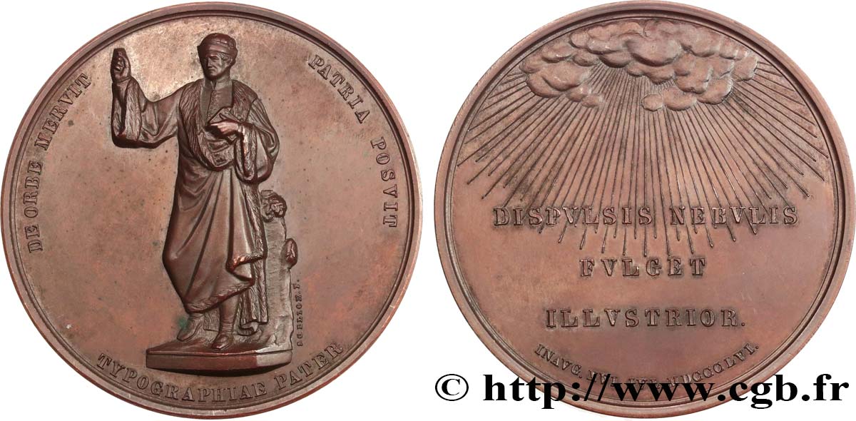 PAYS-BAS - ROYAUME DES PAYS-BAS - GUILLAUME III Médaille, Coster, père de la typographie AU