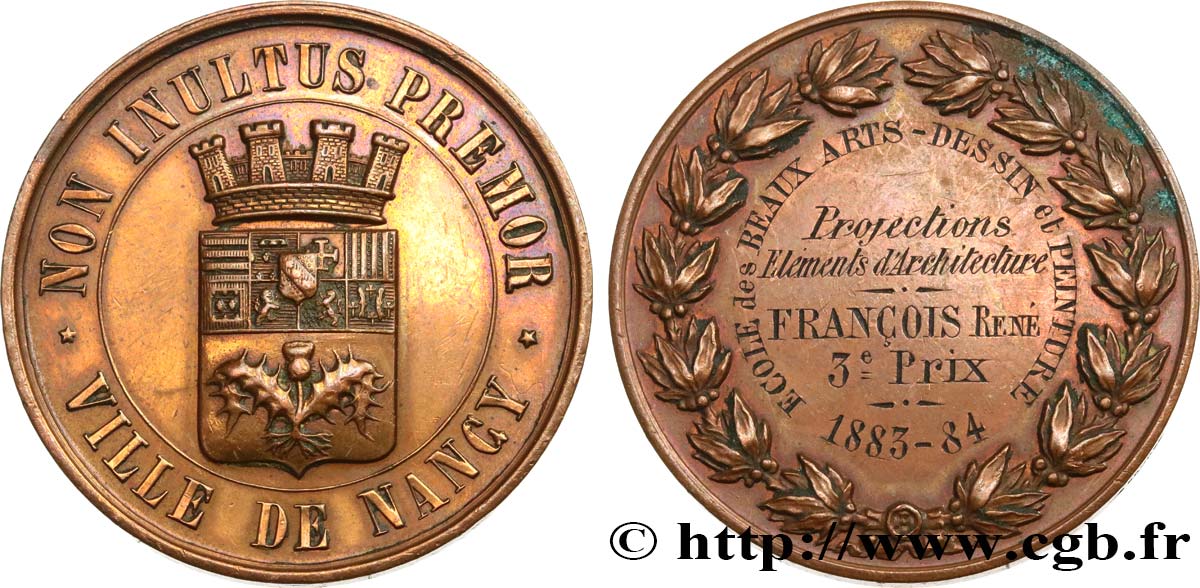 TROISIÈME RÉPUBLIQUE Médaille, Prix, École des Beaux-arts TTB