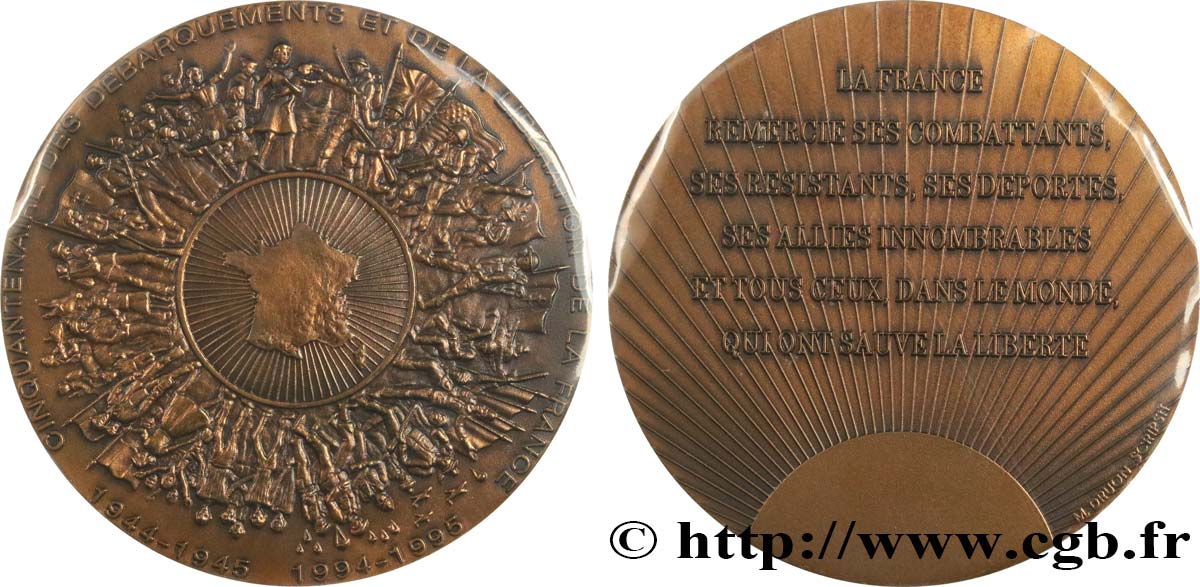 FUNFTE FRANZOSISCHE REPUBLIK Médaille, Cinquantenaire des débarquements et de la libération de la France fVZ