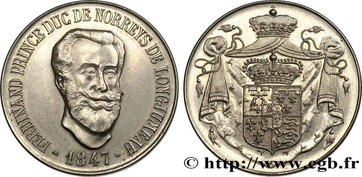 LUIGI FILIPPO I Médaille, Ferdinand Prince duc de Norreys de Longjumeau q.SPL