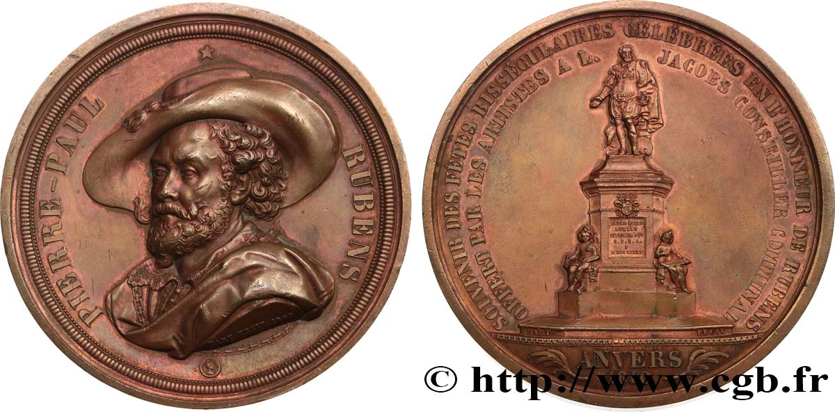 BELGIQUE - ROYAUME DE BELGIQUE - LÉOPOLD Ier Médaille, Souvenir des fêtes bisséculaires célébrées en l’honneur de Pierre-Paul Rubens fVZ