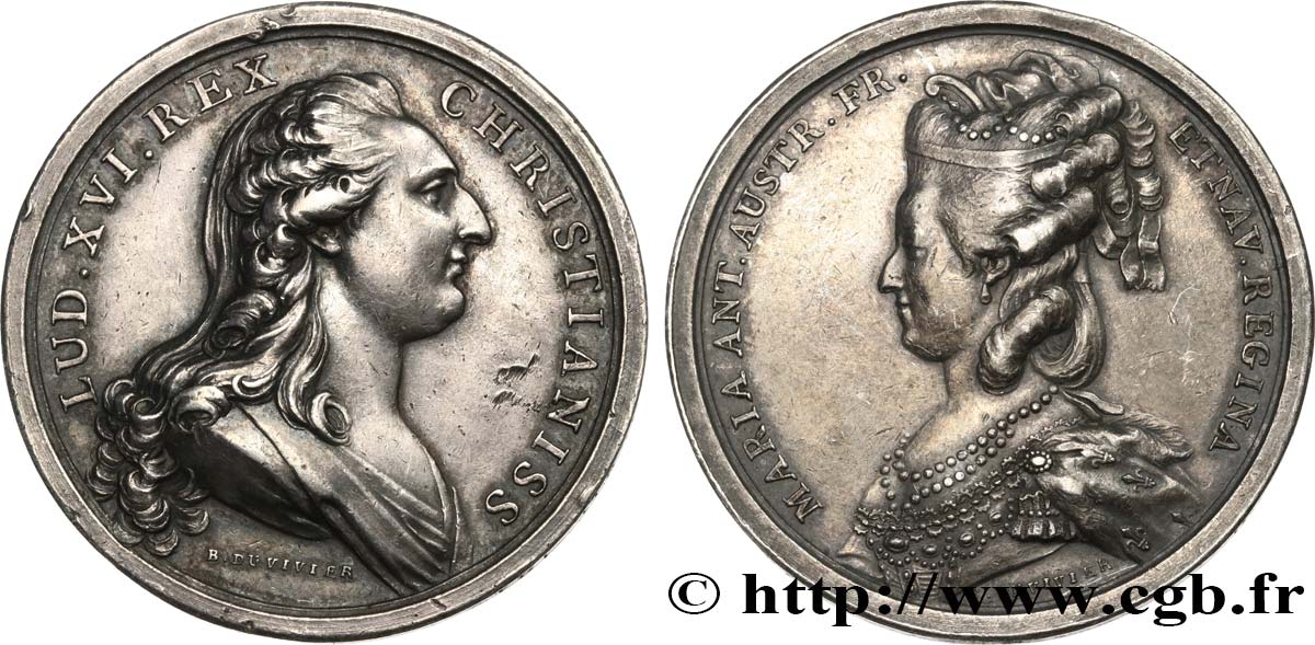 LOUIS XVI Médaille de mariage, Louis XVI et Marie-Antoinette AU