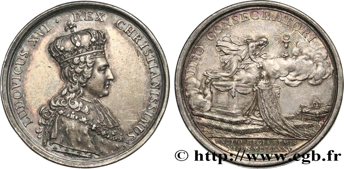 LOUIS XVI Médaille, Sacre de Louis XVI à Reims XF
