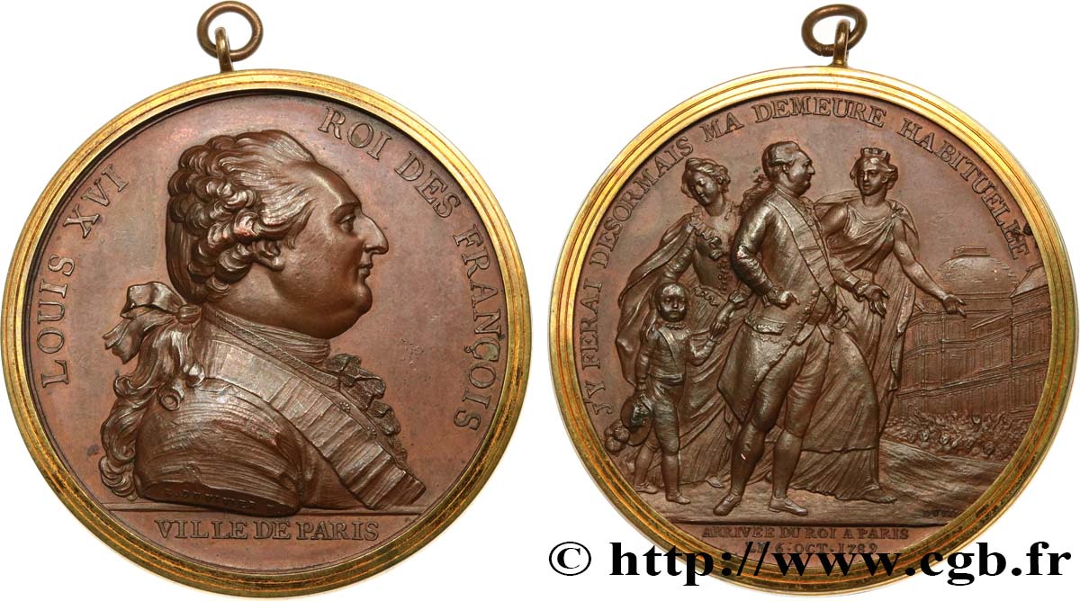 LOUIS XVI Médaille de l’arrivée du roi à Paris AU