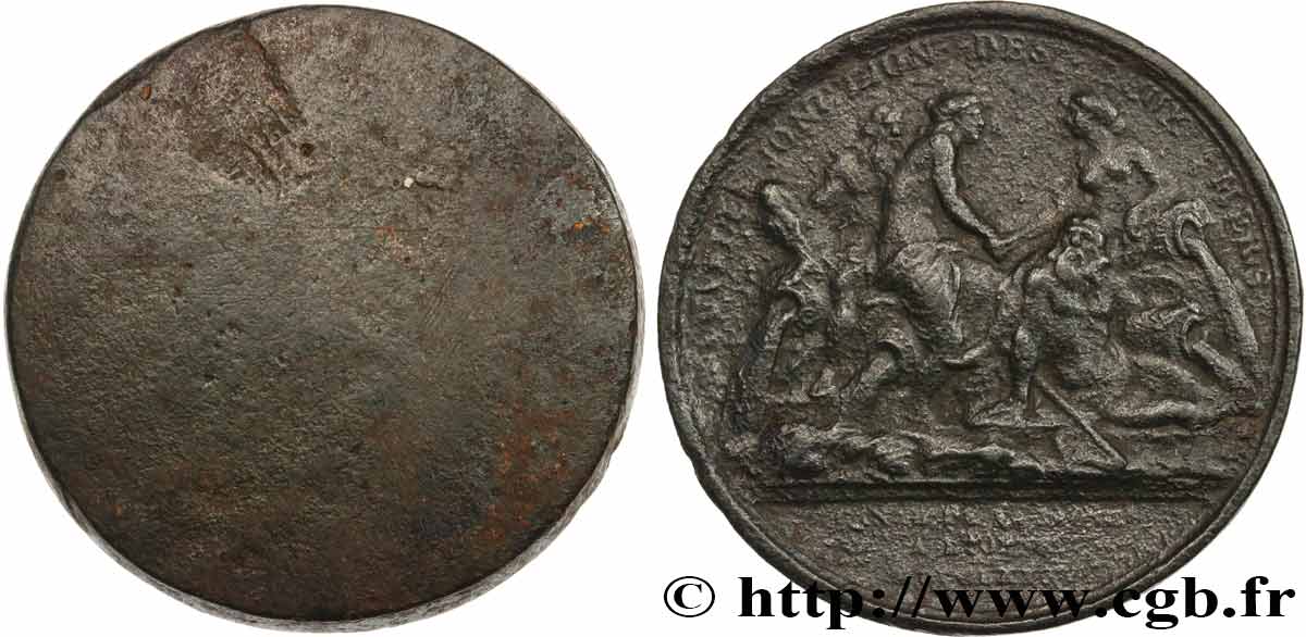 LOUIS XVI Médaille, tirage uniface du revers, Canal de la Saône à l Yonne MB