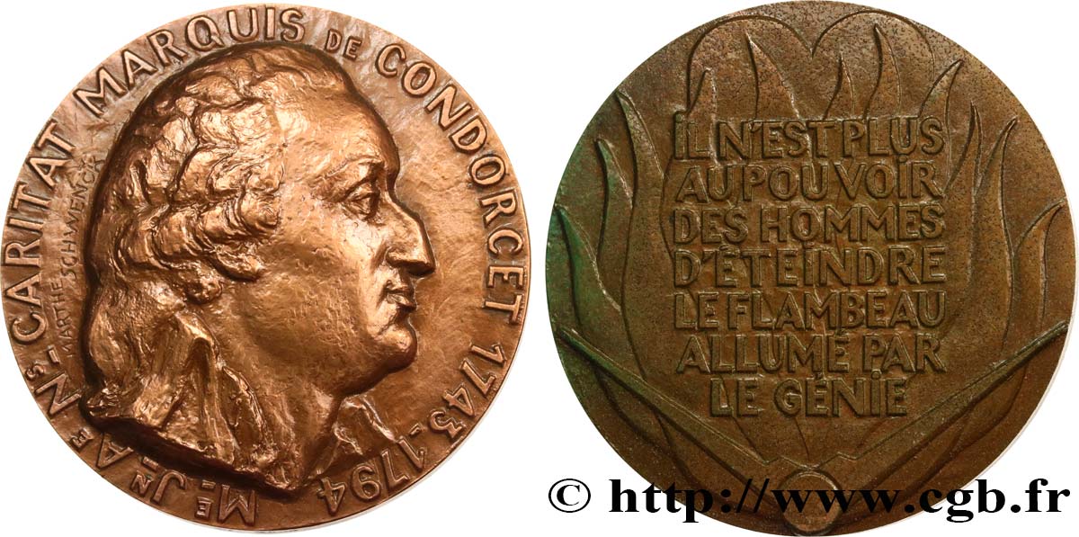 SCIENCES & SCIENTIFIQUES Médaille, Jean-Antoine-Nicolas de Caritat Condorcet AU